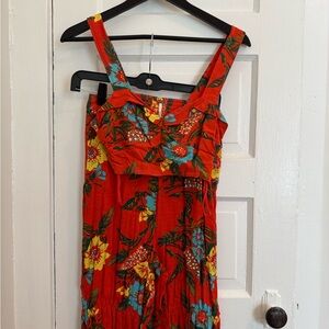 Free People Red Floral Jumpsuit